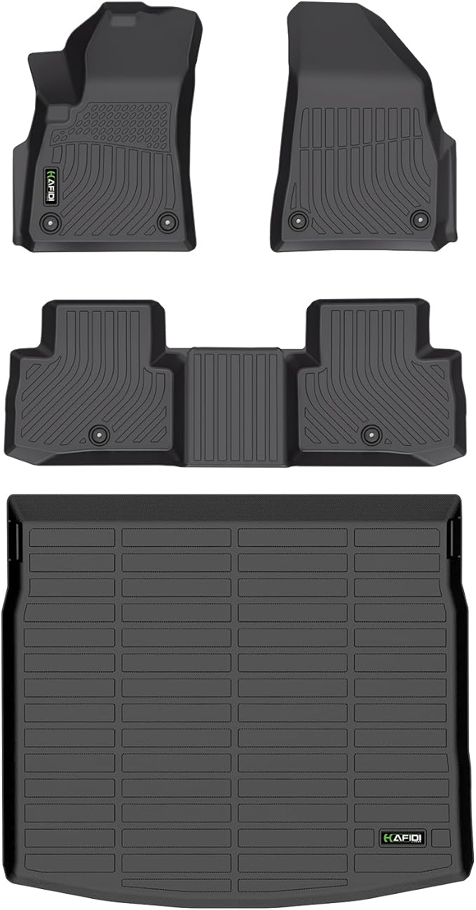 HAFIDI® Floor Mats & Cargo Liner Set Fit for 2026 Jeep Cherokee (Hybrid & Not for Grand Cherokee) All Weather TPE Anti-Slip Car Full Set Floor Liners Custom Accessories - Black