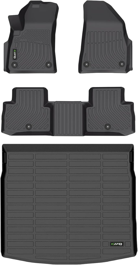 HAFIDI® Floor Mats & Cargo Liner Set Fit for 2026 Jeep Cherokee (Hybrid & Not for Grand Cherokee) All Weather TPE Anti-Slip Car Full Set Floor Liners Custom Accessories - Black