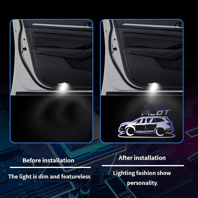 2 Pcs Car LED Projector Door Shadow Light Welcome Light Laser Emblem Logo Lamps Kit Puddle Lights LED Courtesy Step Lights Ground Lamp HD Kit Replacement for (Pilot-car, Pilot 2009-2021)