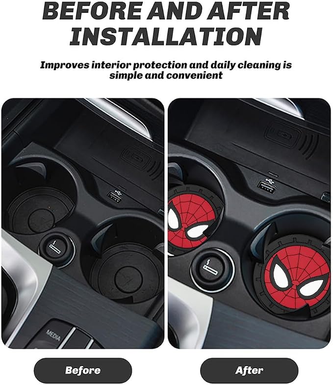 Cup Holder Insert Coaster for Marvel Spiderman Fans,Anti Slip Car Cup Coaster Interior Accessories