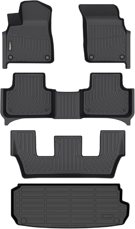 HAFIDI® Floor Mats & Cargo Liner Fit for 2020-2026 Audi Q7 & SQ7 All Weather Protection TPE Anti-Slip Automotive Full Set Floor Liners Custom Accessories - Black