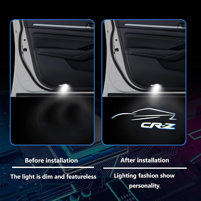 2 Pcs CR-Z Car LED Projector Door Shadow Light Welcome Light Laser Emblem Logo Lamps Kit Puddle Lights LED Courtesy Step Lights Ground Lamp HD Kit Replacement for CR-Z 2016-2021