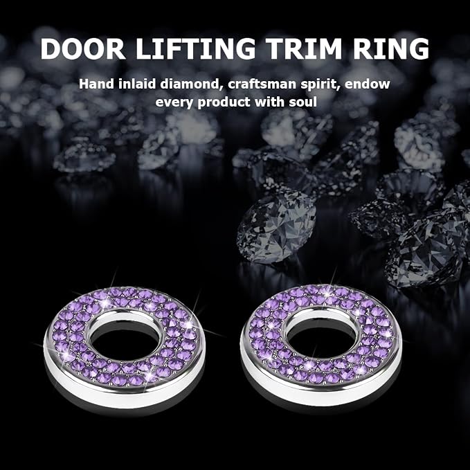 4PCS Bling Inner Car Door Lock Cover Stickers, Rhinestones Pull Rod Bolt Decorations, Crystal Auto Decals for Women Girls, Sparkly Car Door Lock Pin Caps for C Class C200L GLC260 C260L