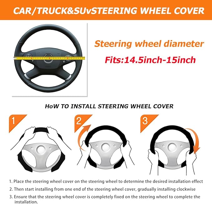 Mandark Car Steering Wheel Cover, Suede Sport Vehicle Steer Wheel Protector Fitting 15 Inch, Non-Slip Comfortable Automotive Interior Decoration Accessories, Universal for Most Cars (Pink)