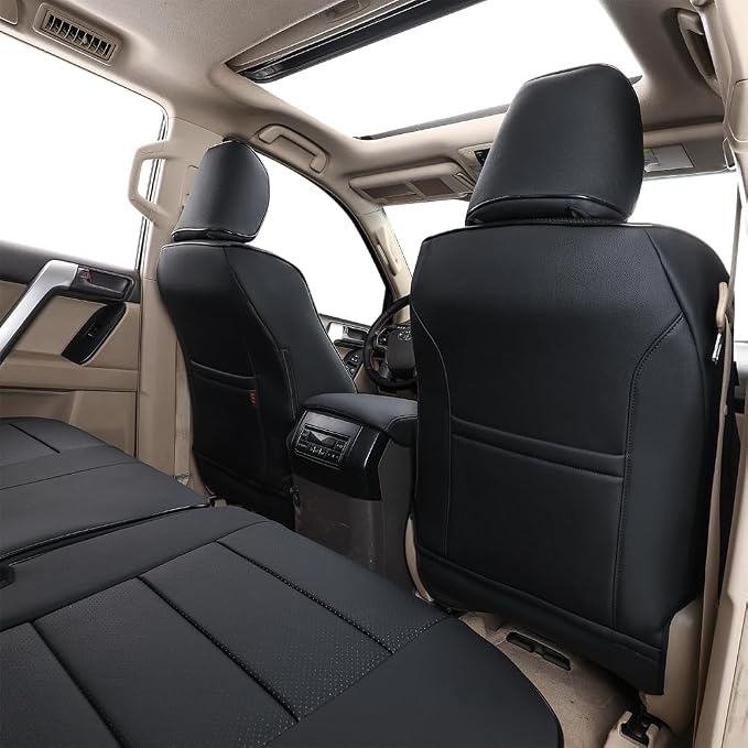 EKR Car Seat Covers Custom Fit for Toyota 4Runner(5 Seats) Full Set | for Toyota 4Runner 2003-2009(Manual Front Seats)Full Wrap,Airbag Compatible,Waterproof Pet-resistant,Faux Leather(Black)
