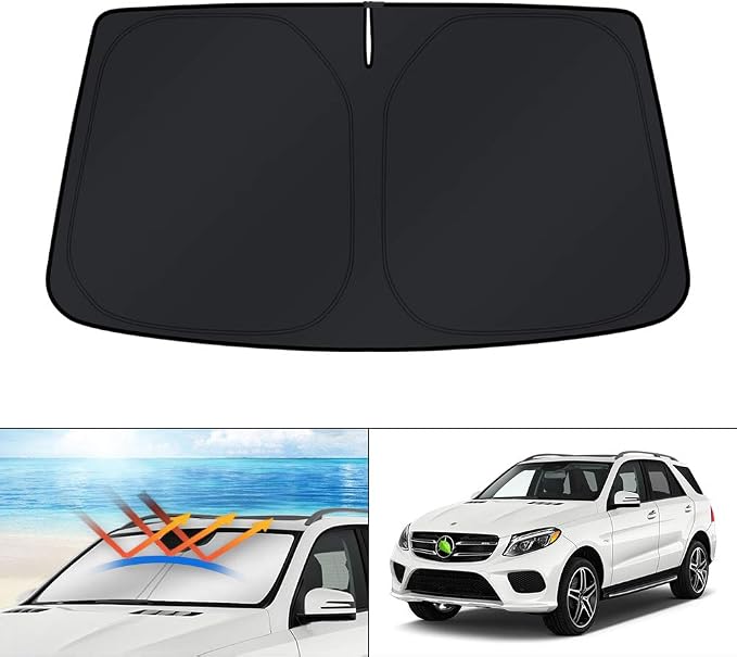 KUST Windshield Sun Shade for Mercedes-Benz GLE-Class 2012-2019(Not Fit for GLE Coupe) Custom Fit Sunshade Accessories Foldable Sun Protector Block UV Rays Keep Car Cooler
