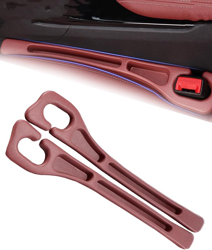 2PCS Dual Slot Car Seat Gap Organizer with Seat Belt Holes, Stopping Phone Key from Falling, Car Seat Gap Fillers, Car Seat Gap Plug with Storage Slot, Fit Car Suv Truck (Red)