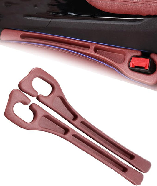 2PCS Dual Slot Car Seat Gap Organizer with Seat Belt Holes, Stopping Phone Key from Falling, Car Seat Gap Fillers, Car Seat Gap Plug with Storage Slot, Fit Car Suv Truck (Red)