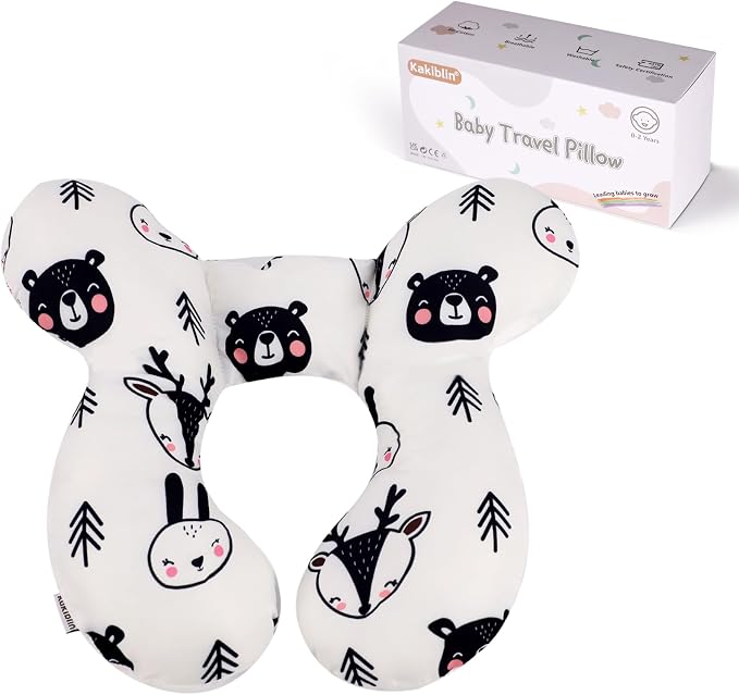 KAKIBLIN Baby Neck Pillow, Upgraded Baby Support Pillow,Babies Head Pillow,Neck Support Pillow for for Car Seat, Stroller, Pushchair,Travel (Bear)