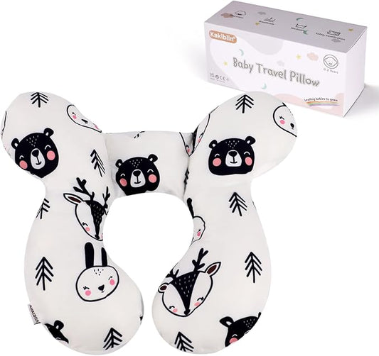 KAKIBLIN Baby Neck Pillow, Upgraded Baby Support Pillow,Babies Head Pillow,Neck Support Pillow for for Car Seat, Stroller, Pushchair,Travel (Bear)