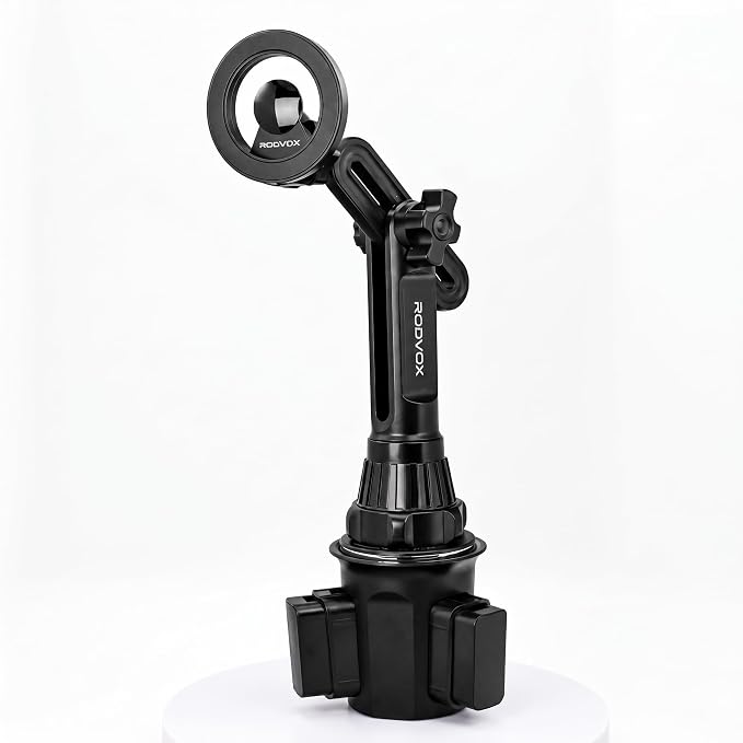 3-in-1 Cup Holder Phone Mount with Dual-Head Extended Arm, R606A1 | Magnetic & Clamp, 360° Rotatable, Tall Cup Design, iPhone Android GPS Compatible