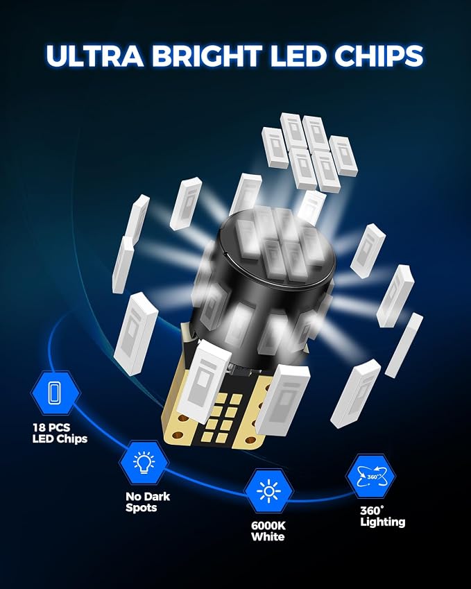 Marsauto 194 LED Bulb Blue for Dome Map Light, 168 2825 W5W T10 Wedge Replacement Super Bright LED Light Bulbs for Car Courtesy Step Dash Side Marker Trunk RV Interior Lighting