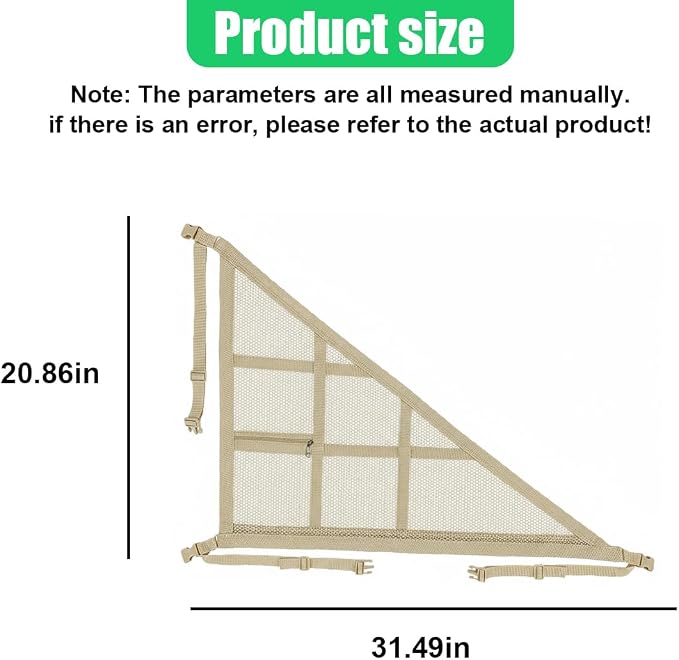 Double-Layer Car Ceiling Cargo Net, 31.49" x 20.86" Auto Roof Mesh Storage Pocket with Adjustable Buckle, 3 & 4-Handle Vehicle Interior Organizer Bag for Road Trips and Camping (Beige)