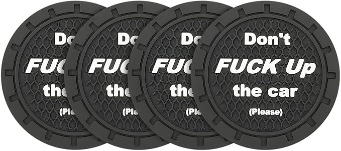 8sanlione Car Cup Coaster, 4Pcs 2.75 Inch Auto Cup Holder Insert Coasters, Non-Slip Waterproof Embedded Drink Mat, Automotive Interior Accessories for Men and Women (A Black/4PCS)
