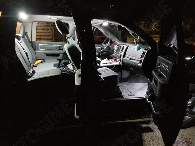 AUTOGINE 12 Piece White Interior LED Lights Kit for 2019 2020 2021 Dodge Ram 1500 2500 3500 Super Bright 6000K Interior LED Light Bulbs Package + Install Tool