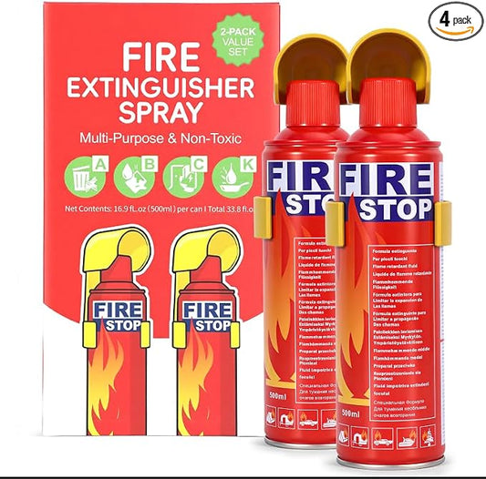 2/4-Pack Fire Extinguisher with Mount Brackets，Portable for Home Kitchen Car Boat，BBQ -Multi-Purpose Protection (2-Pack Fire Extinguisher)