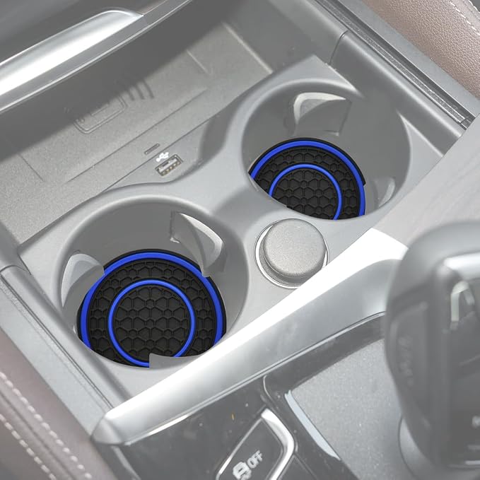 Car Cup Coaster Universal Automotive Waterproof Non-Slip Cup Holders Sift-Proof Spill Holder Car Interior Accessories 4 Pack Black & Blue