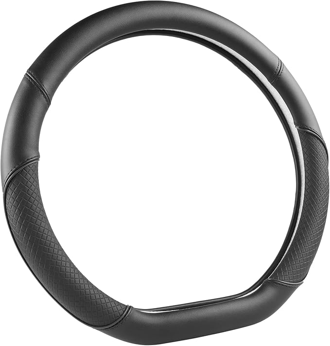 GIANT PANDA D Shape Steering Wheel Cover for Nissan Rogue Kicks - Auto Car Steering Wheel Cover Customized for Nissan Altima Sentra(Black+Black Line-D-Shaped)