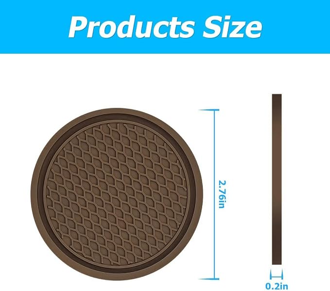 4 Pack Car Cup Holder Coaster, 2.75 Inch Diameter Non-Slip Universal Insert Coaster, Durable, Suitable for Most Car Interior, Car Accessory for Women and Men (Coffee)