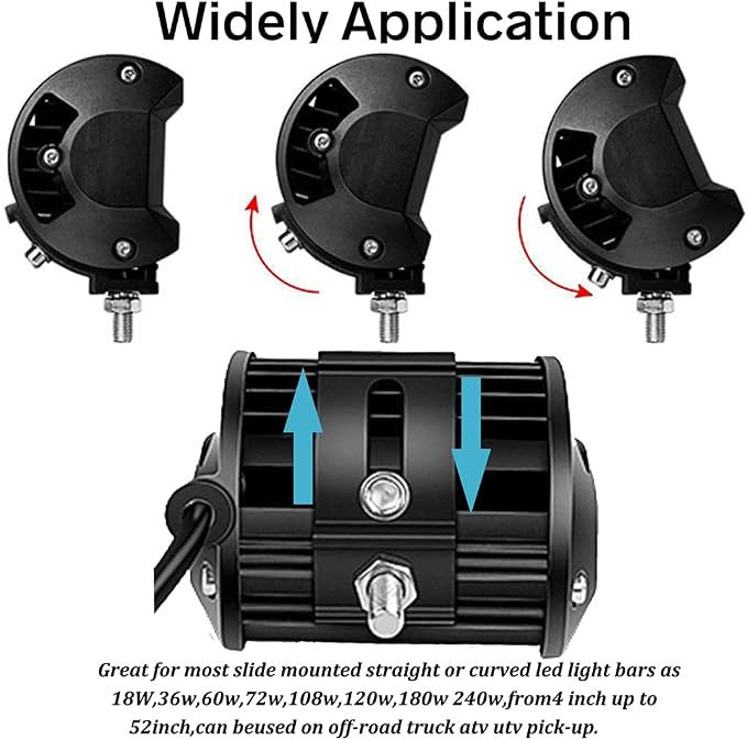 Base Mounting Bracket LED Light Bar Universal Slide Mounting Brackets 2PCS Adjustable Side Bracket Kit for Most Straight Lights Bar Work Lights Pod Lights from 4 inch up to 52 inch(Pack of 2)