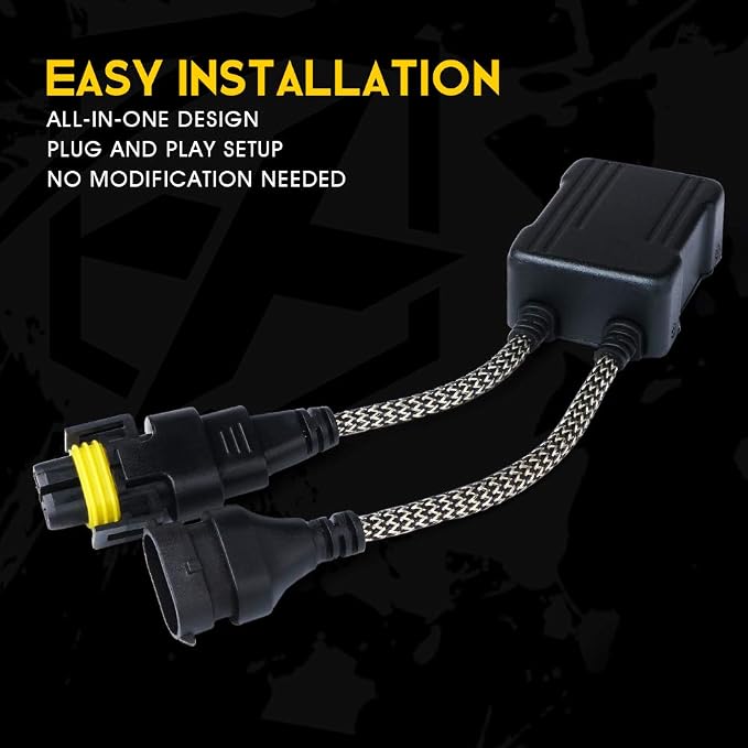 H8/H9/H11 LED Canbus Decoder Anti Flicker Error Free for Headlight Bulbs | Premium Nylon Braided Cable, Heat-Resistant, Plug N Play, Pack of 2