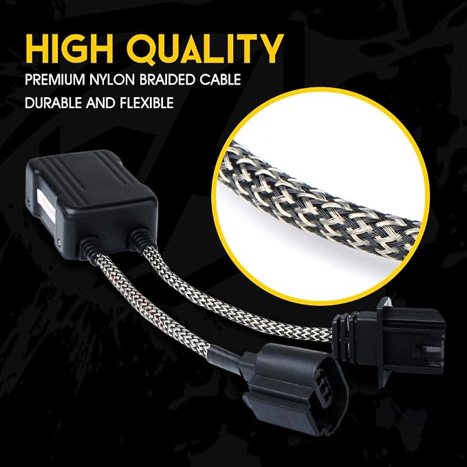 H13/9008 LED Canbus Decoder Anti Flicker Error Free for Headlight Bulbs | Premium Nylon Braided Cable, Heat-Resistant, Plug N Play, Pack of 2
