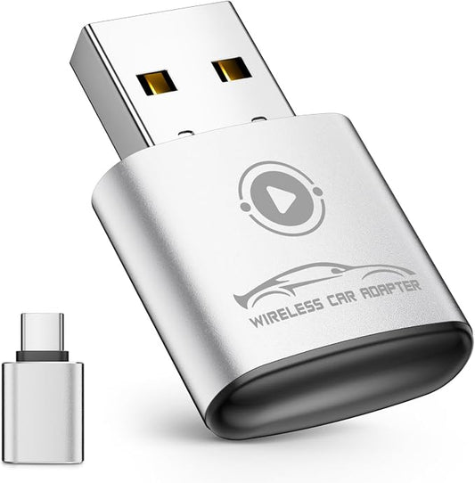 Wireless CarPlay Adapter for Apple iPhone（2026 Upgraded） Mini Design, Converts Factory Wired to Wireless Adapter for CarPlay, Plug and Play, Auto Connect Fast and Stable (Silver)