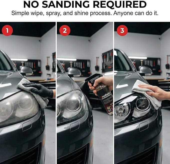 Professional Car Headlight Restoration Kit, Cleaning and Polishing Spray, Multifunctional Headlight Oxidation Remover, for Vehicle Maintenance