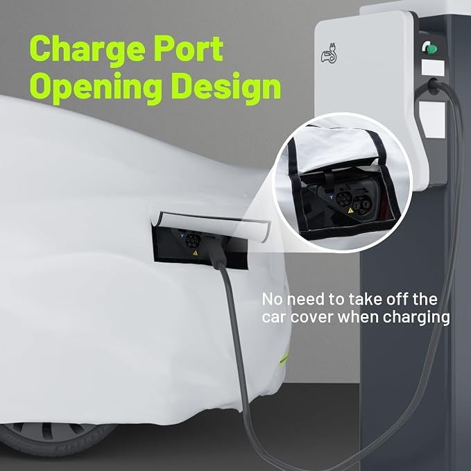 Favoto Car Cover Waterproof All Weather Custom Fit Tesla Model Y | 6 Layers Outdoor Rain Snow Sun Protection with Ventilated Mesh Charging Port Door Zipper