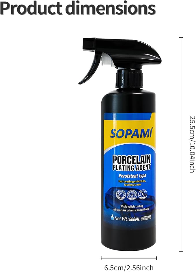 SOPAMI Car Coating Spray Ceramic Spray Coating 17.6 oz with Towel (2 Pack) | Waterless Wash and Glass Oil Film Cleaning,Long-lasting Hydrophobic, High Gloss Shine, for Window Glass,Wheels,Trim