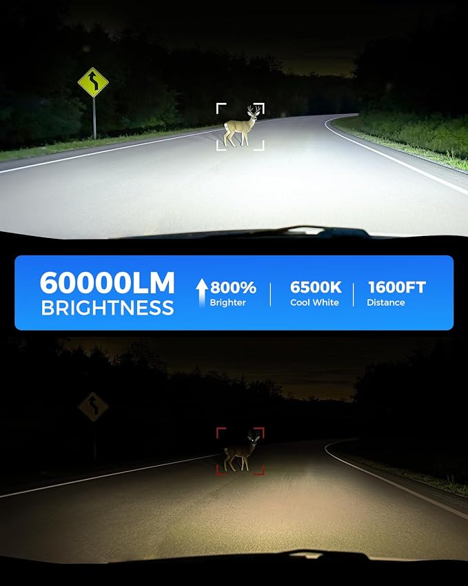 Marsauto H13/9008 H10/9145 LED Bulbs Combo, 60000LM 6500K Cool White, 1:1 OEM Mini Size Plug and Play for Ford F150 2004-2014, F250 F350 2005-2020, Dodge Dakota, IP68 Waterproof, Pack of 4