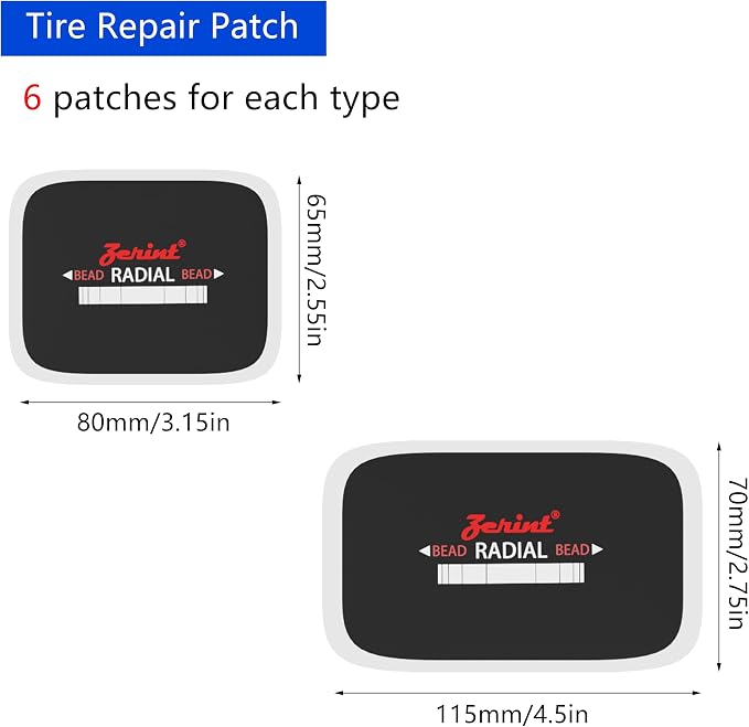 TP-M84 American Style Radial Repair Patch and Heavy Duty Bias Ply Repair Patch Unit, Multi Size Tire Repair Patchs,Tire Patches Kit 24 Pcs
