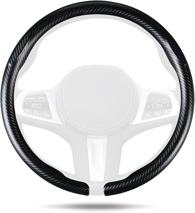 Aimato Car Steering Wheel Cover Carbon Fiber, Ultra-Thin Car Steering Wheel Cover,Comfortable & Breathable Microfiber,Universal Fit for Most Cars
