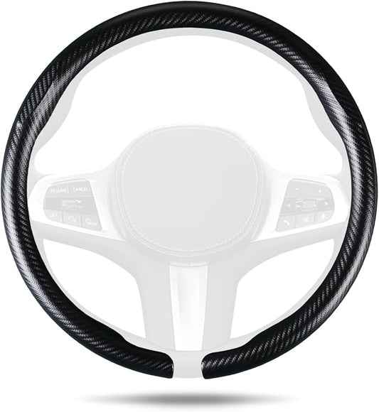 Aimato Car Steering Wheel Cover Carbon Fiber, Ultra-Thin Car Steering Wheel Cover,Comfortable & Breathable Microfiber,Universal Fit for Most Cars