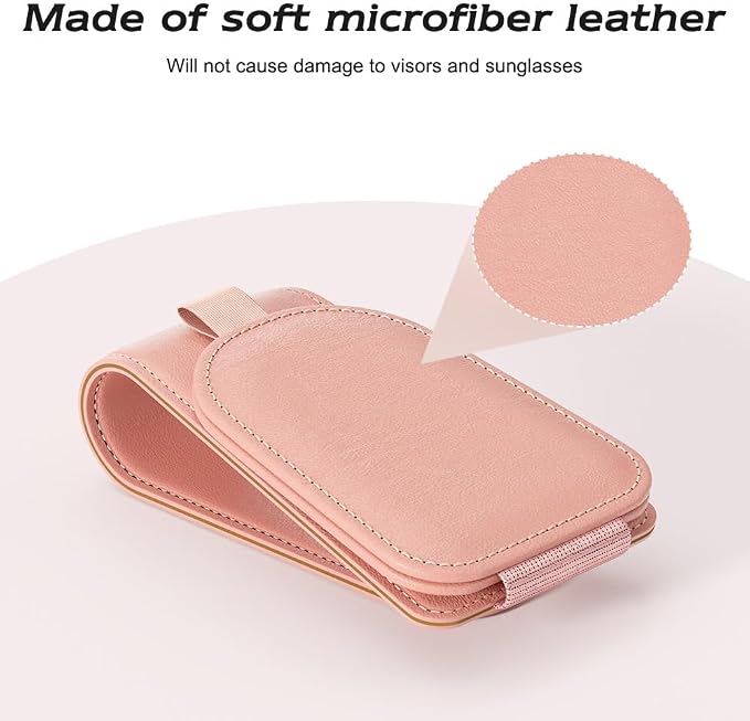 Sotfamily Sunglass Holder for Car Visor, Pink, 2 Packs | Suede Cloth, Magnetic, Organizer for Car Accessories