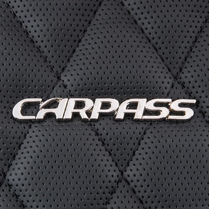 CAR PASS Nappa Leather Seat Covers Front,Black Diamond Bling Car Seat Covers Front Seats Luxury Padded Waterproof,Universal Fit for Cars SUVs,Trucks,Anti-Slip,Glitter Sparkly Shining Black Rhinestone