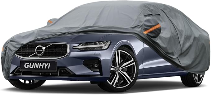 GUNHYI Premium Car Cover Custom Fit Volvo S60, 16 Layers Heavy Duty Car Cover Waterproof All Weather with Zipper Door for Sun Rain Snow Dust Uv Protection