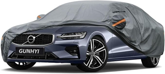 GUNHYI Premium Car Cover Custom Fit Volvo S60, 16 Layers Heavy Duty Car Cover Waterproof All Weather with Zipper Door for Sun Rain Snow Dust Uv Protection