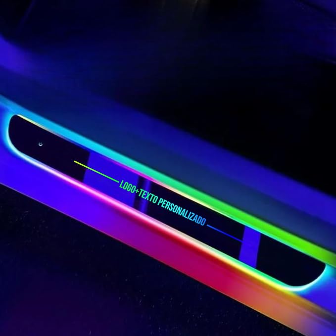 Custom LED Car Door Sill Light with Personalized Logo/Text | USB Rechargeable Auto Sensor Welcome Pedal Light | 7 Colors 12 Modes | Universal Fit for Car Interior Accessories