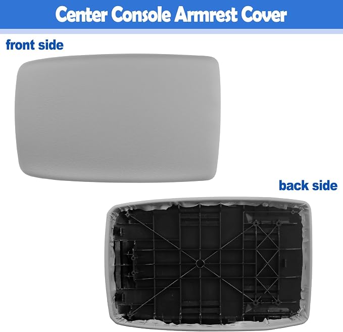 Osompar Center Console Armrest Cover Gray Compatible with Toyota Highlander 2008-2013 Replaces 58905-0E040-C0 PU Leather Arm Rest Box Lid Middle Console Cover