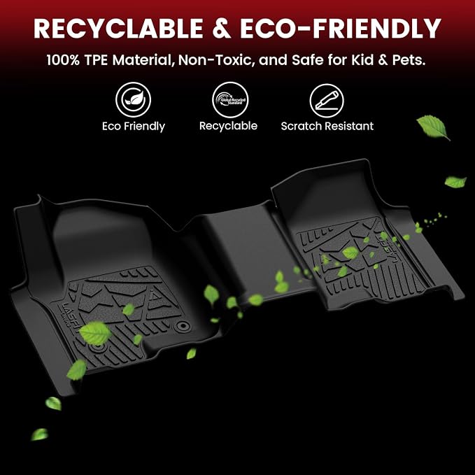 LASFIT Floor Mats 2019-2026 for Chevy Silverado/GMC Sierra 1500, 2020-2026 2500HD 3500HD, Crew Cab Only/Bench Seat (Only Fit with Rear Under-Seat Storage, But Not Fit 2nd Row Plastic Storage)