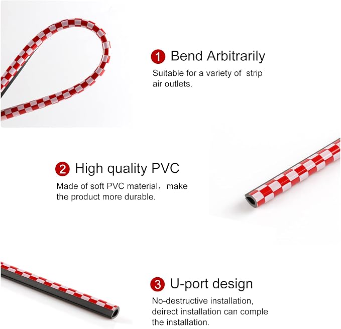 LivTee 20 Pieces Car Air Conditioner Decoration Strip for Vent Outlet, Universal Waterproof Bendable Air Vent Outlet Trim Decoration, Car Interior Accessories (Carbon Red)