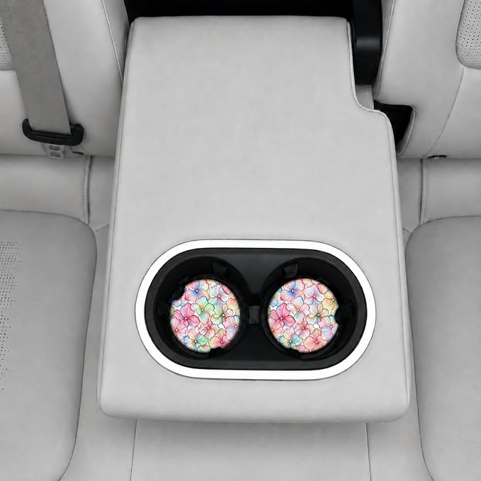 2Pack Car Cup Holder Coasters Absorbent Ceramic Coaster 2.56" for Women & Men Auto Flower Car Accessories