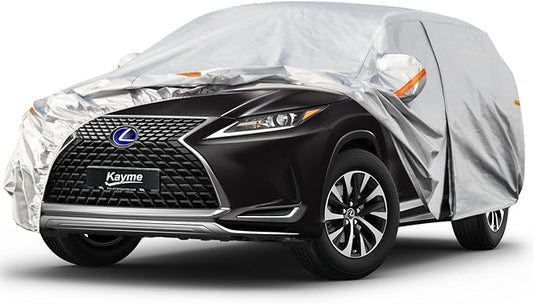 Kayme 6 Layers SUV Car Cover Custom Fit for Lexus RX350 /RX300/330/350L (2003-2025) Waterproof All Weather for Automobiles, Outdoor Full Cover Rain Sun UV Protection.Silver