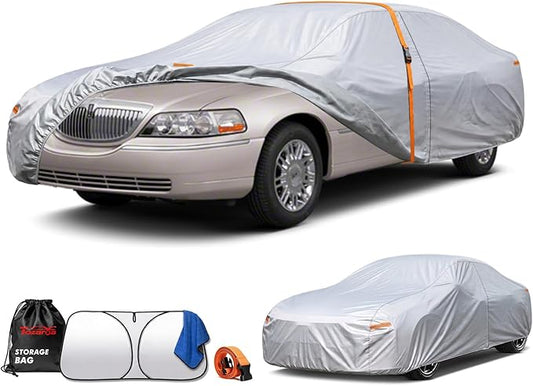 Car Cover Waterproof All-Weather,Outdoor Full Exterior Covers Custom Fit for Dodge Charger,Buick Roadmaster Skylark Century Riviera,Cadillac DeVille,Monterey,etc,Size C7(See Size Chart)