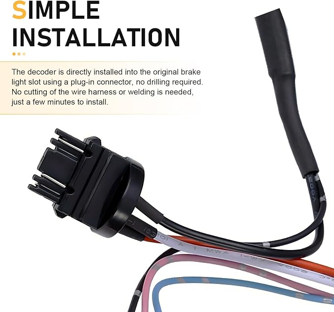 2 PCS Car 3157 Brake Light Resistor Decoders, 50W Anti-flicker Load LED Resistor Kit, Brake Bulb Error Fix Decoder, Plug and Play Harness Adapter for T20 3157 3157A 4157 Bulb (Multicolored)