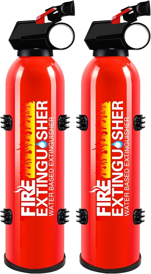 Fire Extinguisher for Home with Mount - 2 Pack Upgraded 8-in-1 Portable Fire Extinguishers for Home, Kitchen, Car, Boat, RV, Vehicle - Water-Based Fire Extinguisher for Class A, B, C, K Fires