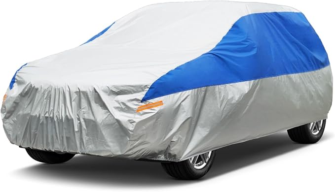 GUNHYI SUV Car Cover Waterproof All Weather for Automobiles, Outdoor Full Car Cover Snowproof Windproof UV Protection, Universal Fit for SUV. (Fit SUV Length 182-190 inch, Silver)