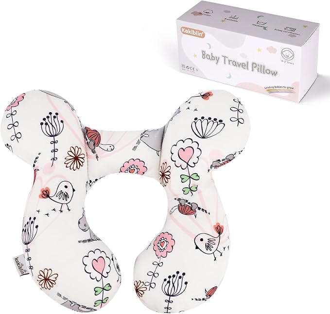 KAKIBLIN Baby Neck Pillow, Upgraded Baby Support Pillow,Babies Head Pillow,Neck Support Pillow for for Car Seat, Stroller, Pushchair,Travel (Hippo)