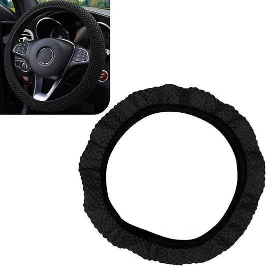 Tesnaao Pack-1 Car Steering Wheel Cover, Ice Silk 3D Massage Mesh Breathable Without Inner Ring Steering Wheel Cover, Elastic Easy Grip Anti-Slip Protector for 14.5"-15", Universal for Cars (Black)